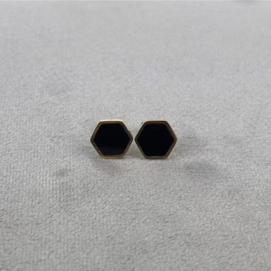 Black Onyx Hexagon Earrings